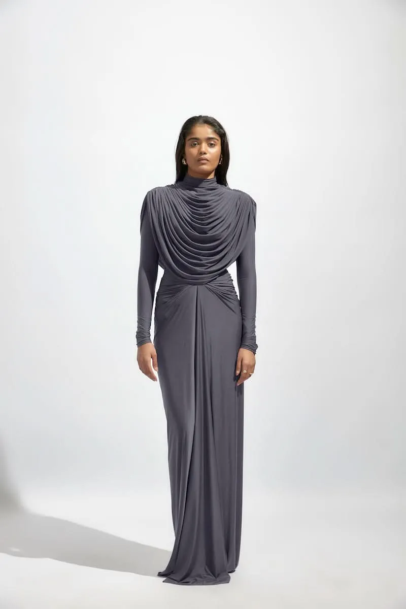 ALMA GRAY MAXI DRESS