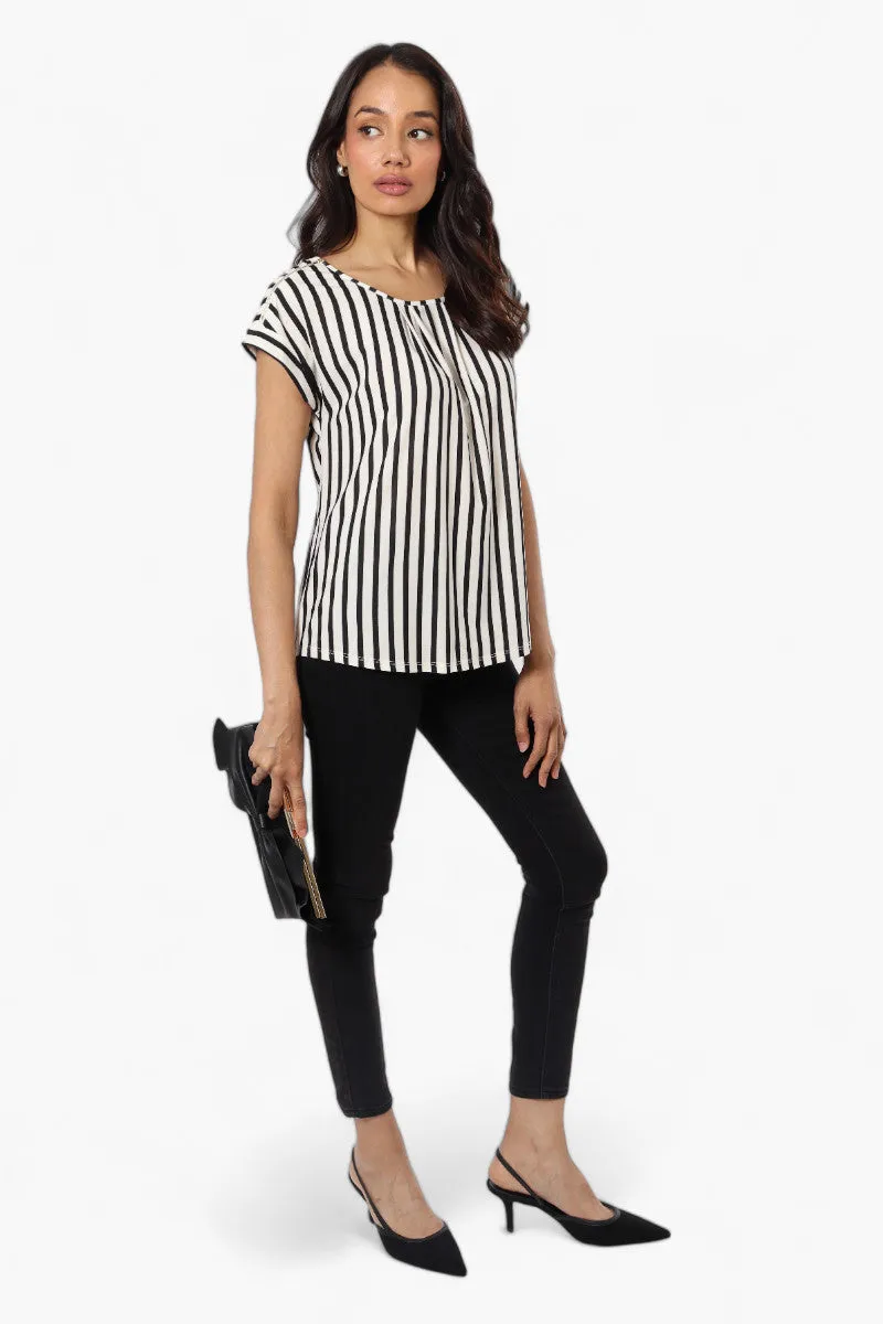 Beechers Brook Striped Cap Sleeve Blouse - White