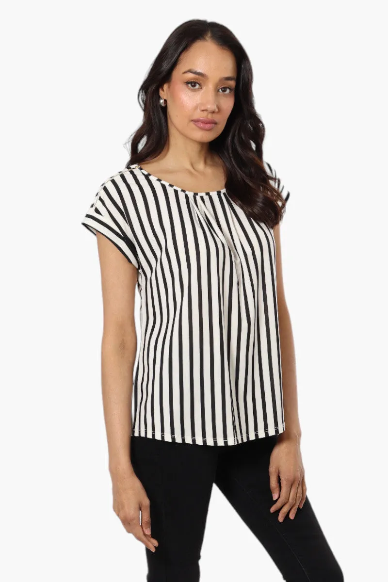 Beechers Brook Striped Cap Sleeve Blouse - White