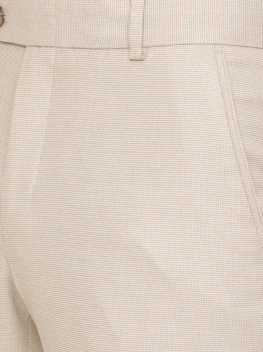 Beige Solid Slim Fit Formal Trouser | JB Studio