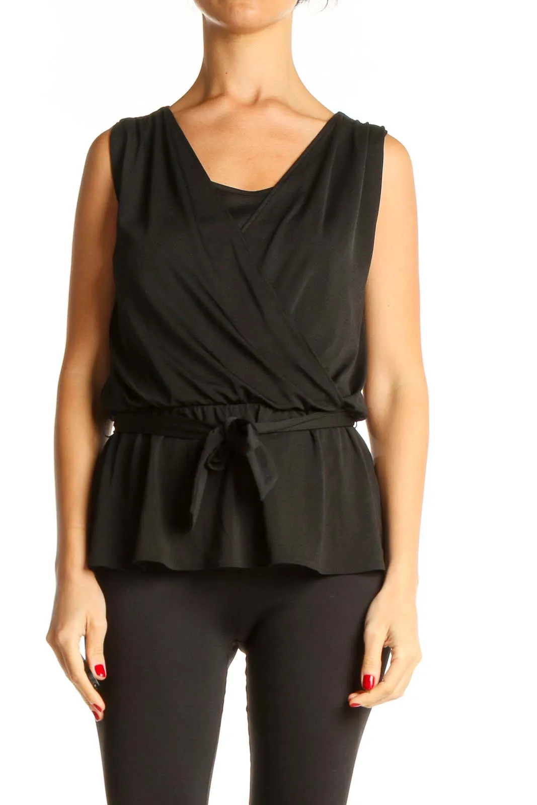 Black Chic Wrap Blouse