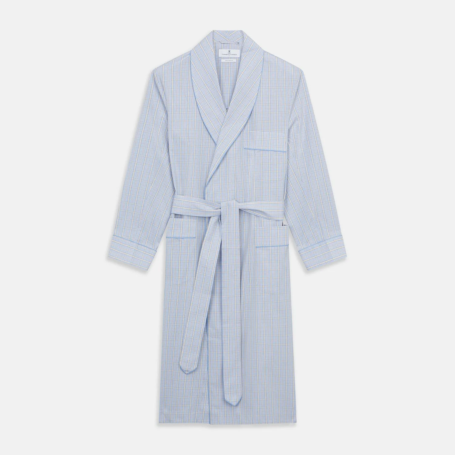 Blue and Yellow Check Poplin Cotton Dressing Gown