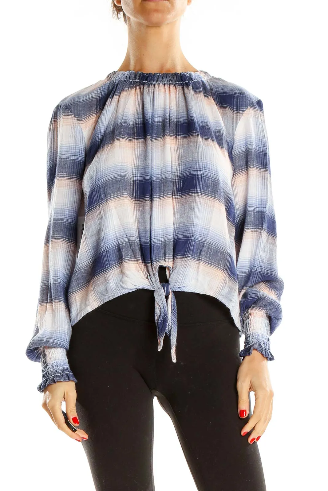 Blue Checkered Chic Blouse