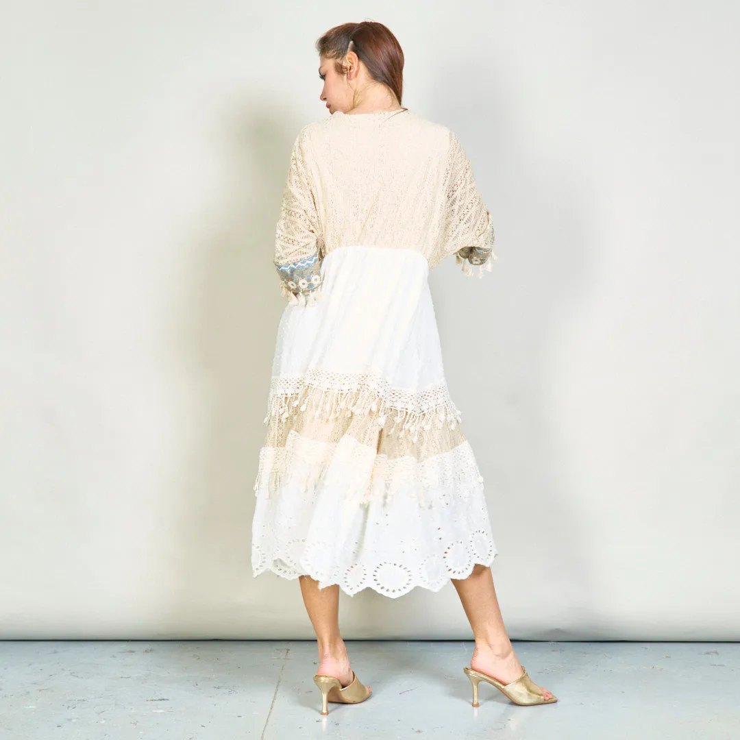 Boho lace oversize midi dress with tassels wholesale