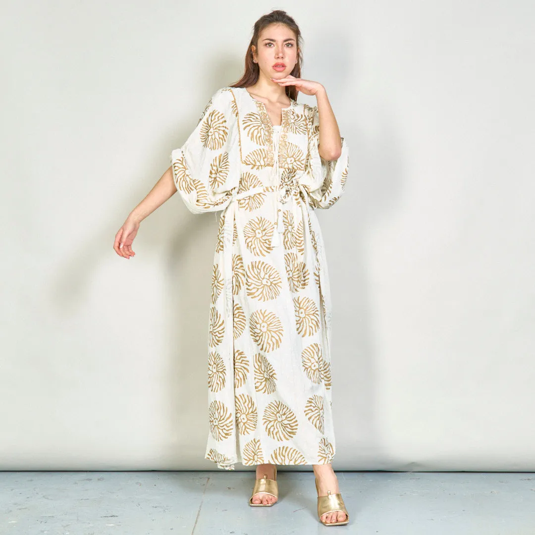 Boho printed oversize maxi dress with sequin accents wholesale