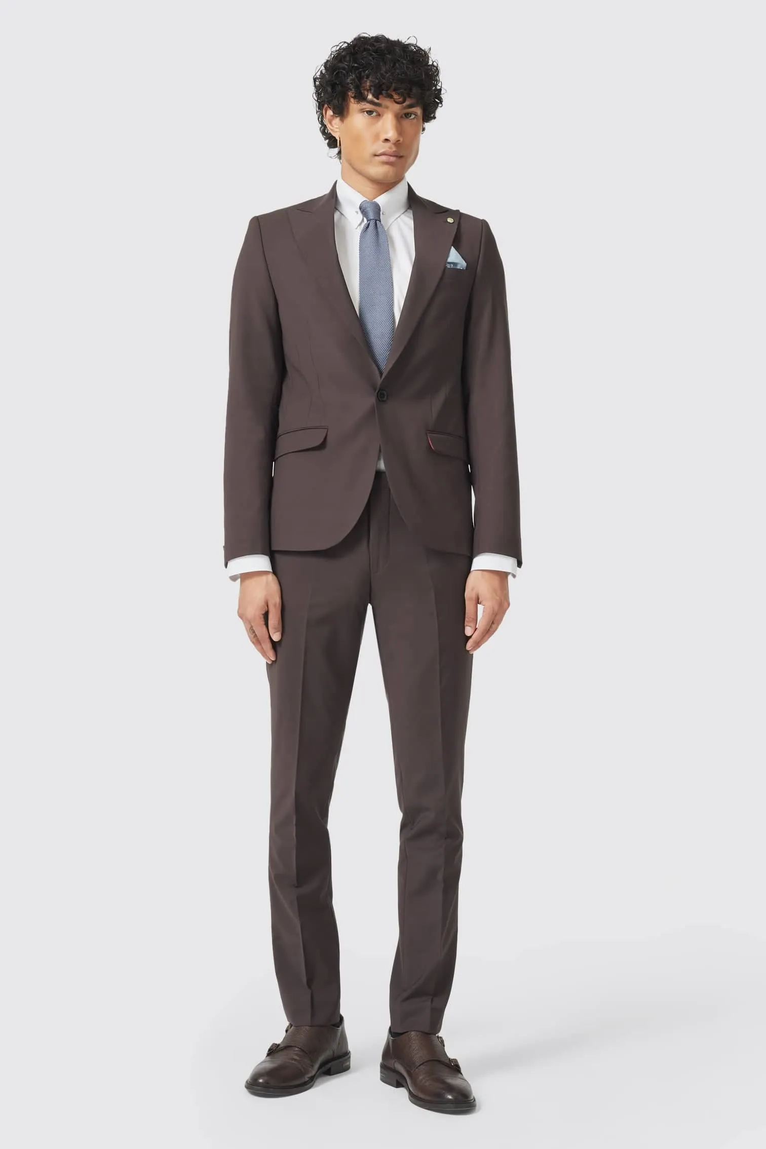 Buscot Slim Fit Brown Wool Trousers - ARCHIVE