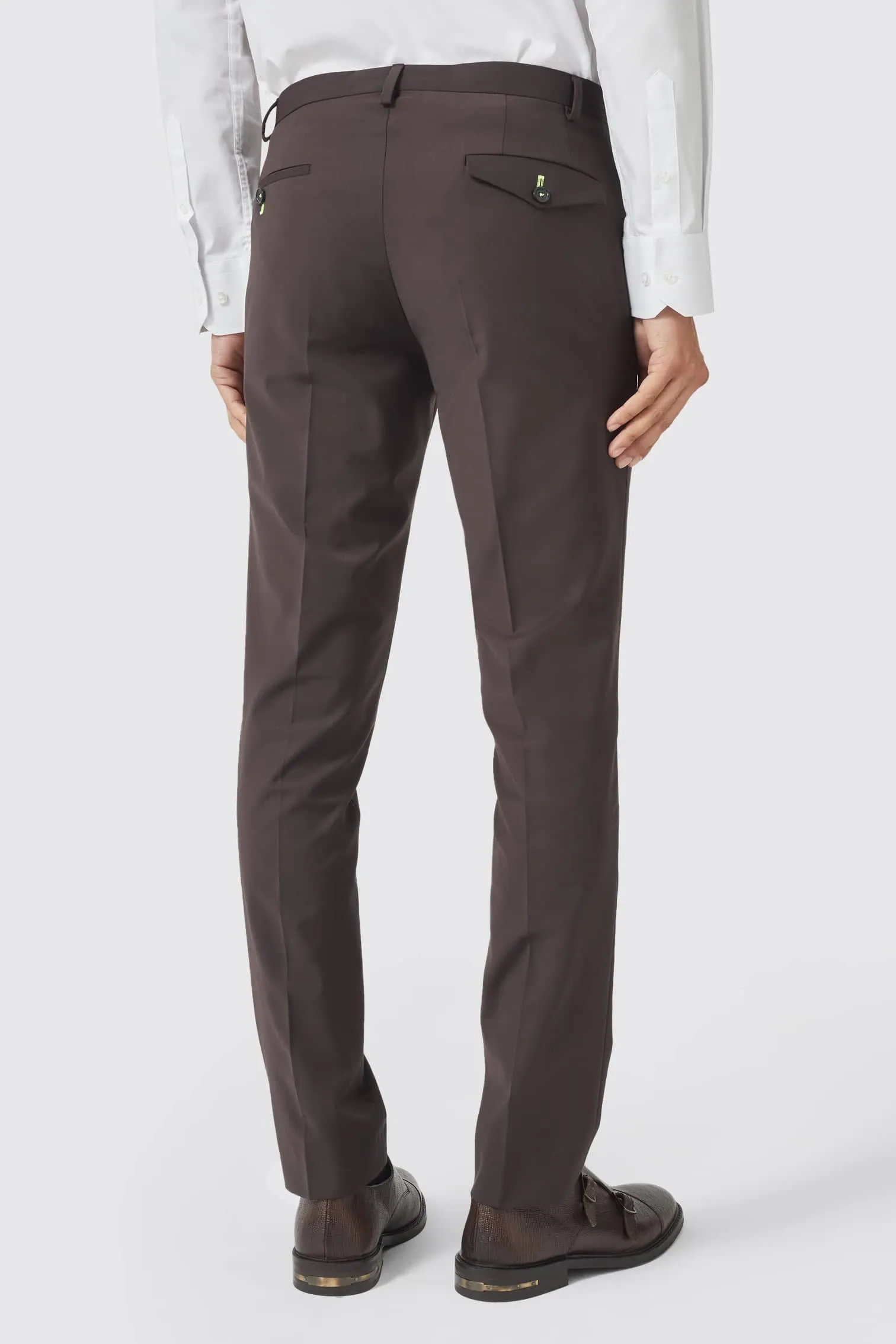 Buscot Slim Fit Brown Wool Trousers - ARCHIVE