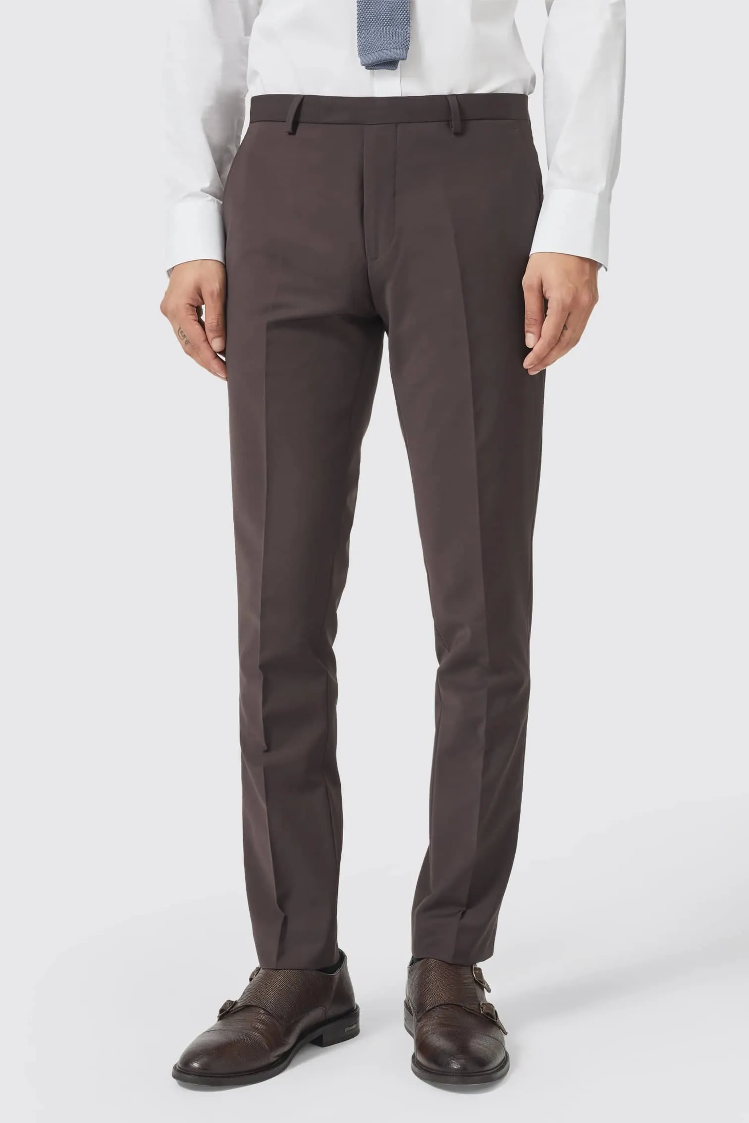 Buscot Slim Fit Brown Wool Trousers - ARCHIVE