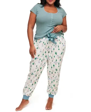 Caileigh Women's Plus Size Pajama Top & Adore Me Running Set White