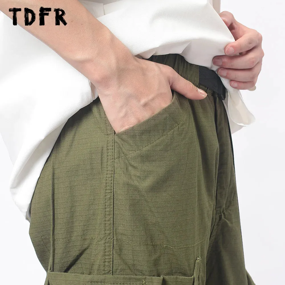 Cargo Pants Mens Pleated Safari Style Solid Color Wide Leg Trousers