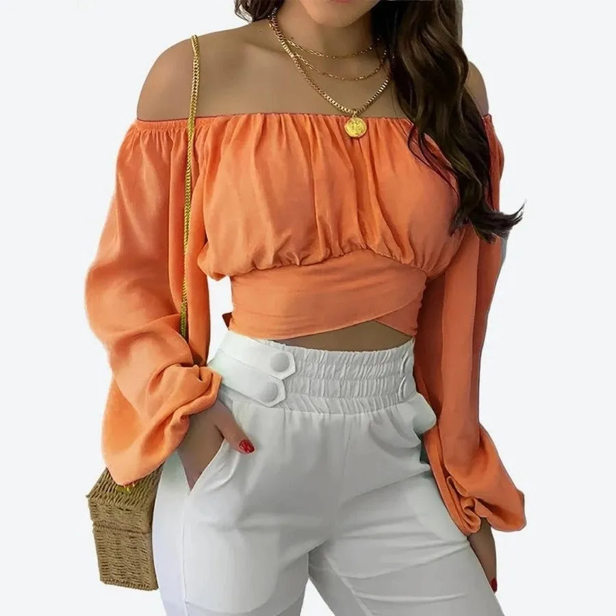 Chic Off-Shoulder Long Sleeve Blouses