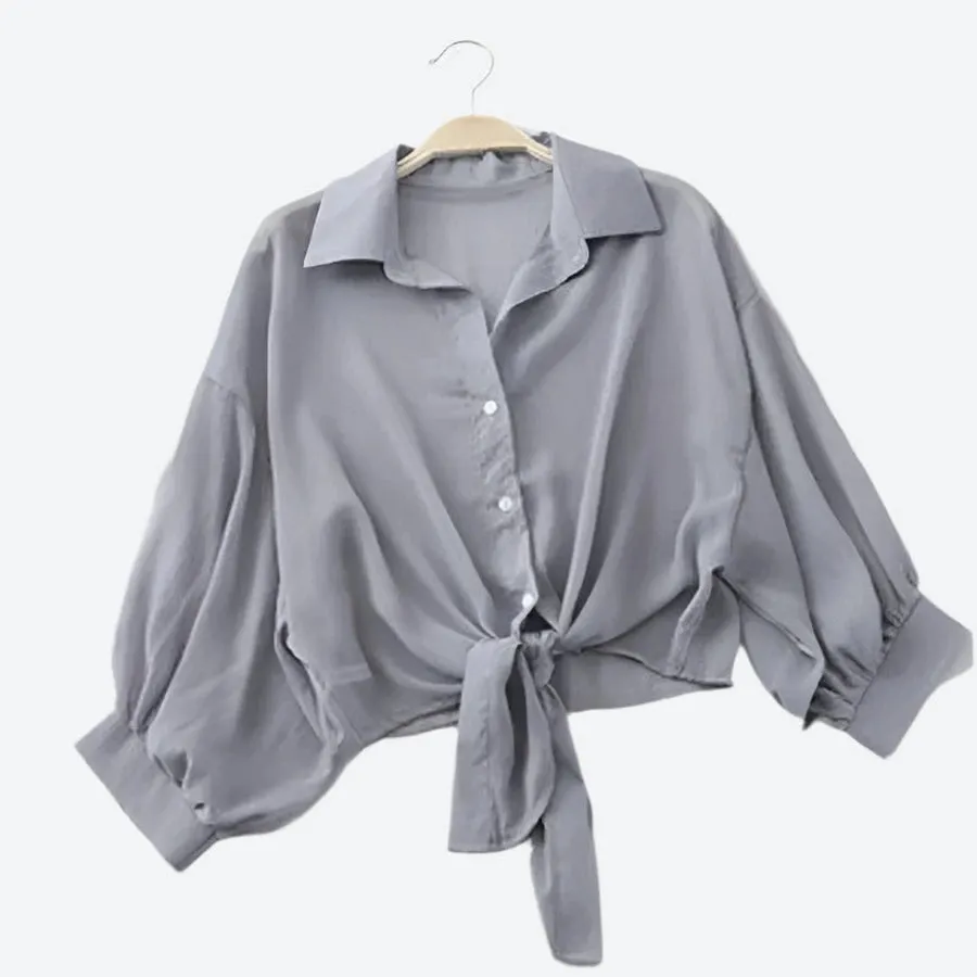 Chic Tie-Front Puff Sleeve Blouses