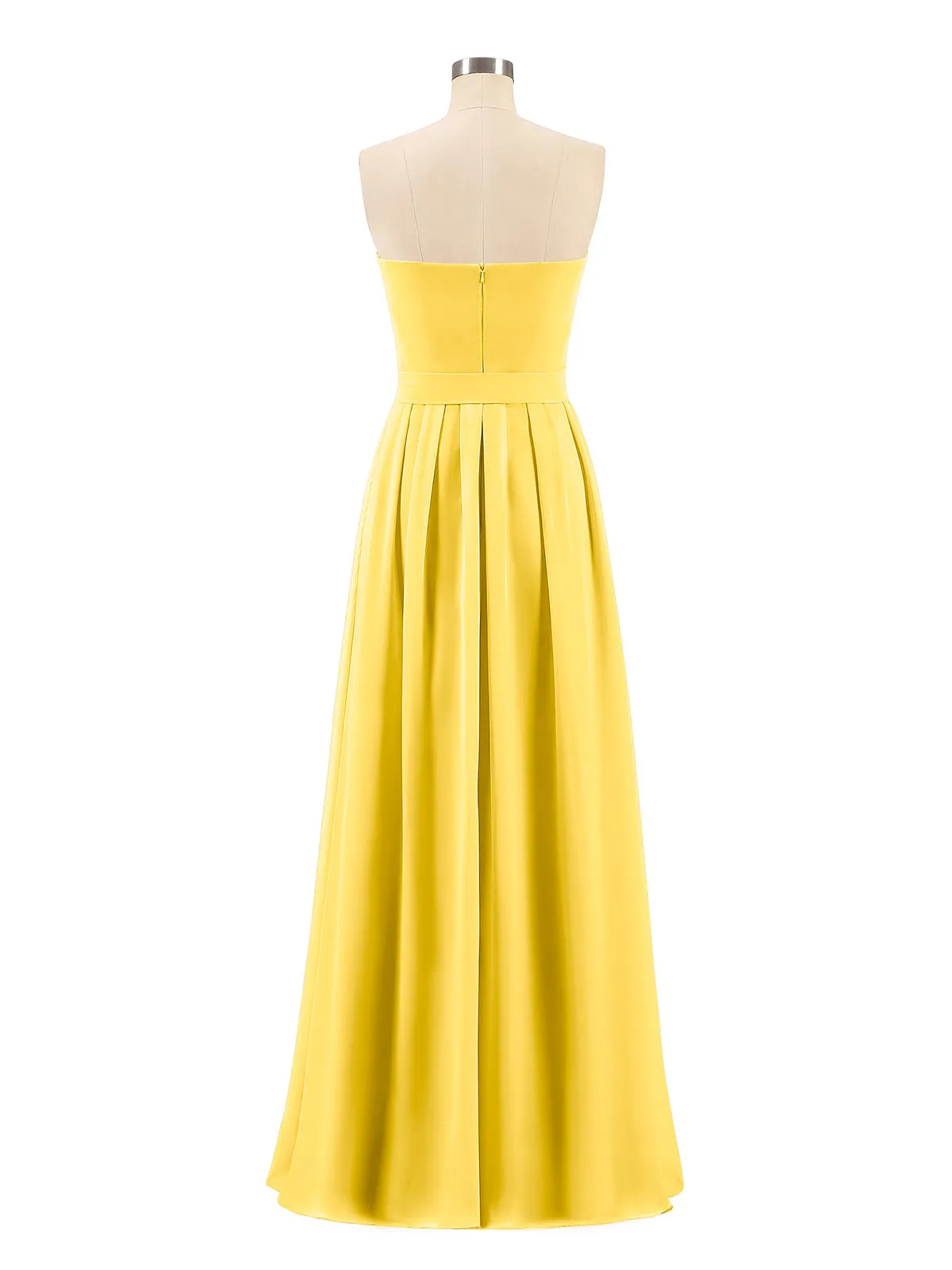 Chiffon Strapless Bridesmaid Gown with Sash-Marigold Plus Size