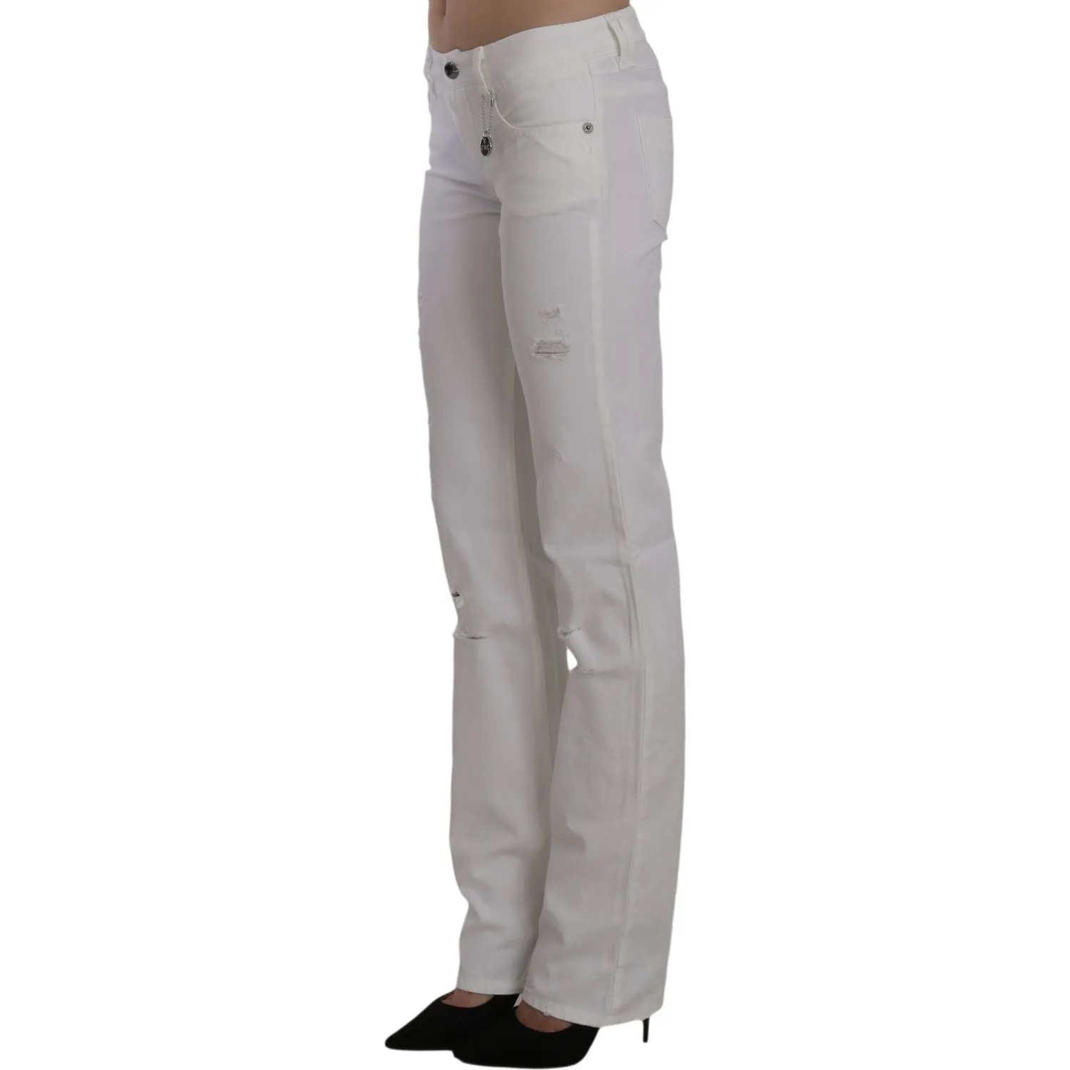 Costume National Chic White Slim Fit Cotton Jeans