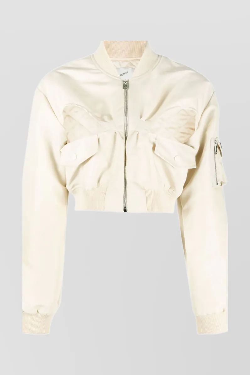 Cut-out cropped bomber jacket