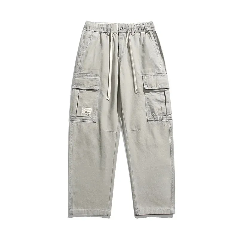 Japanese Streetwear Straight Pants - Casual Cargo Pants Army Green