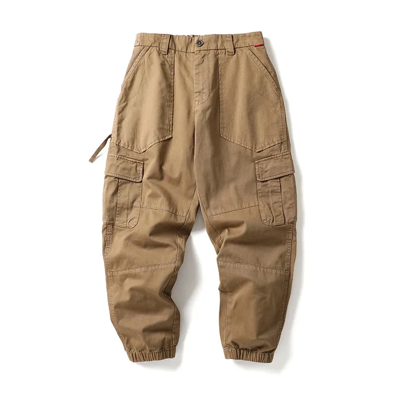 Japanese Trendy Cargo Pants Streetwear Khaki Casual Tactical Joggers