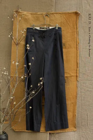 Light Weight Denim Sailor Pants - Dark Indigo -  S