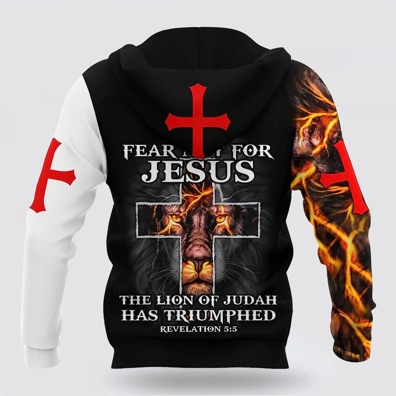 Lightning Lion And Jesus Cross 3d Hoodies For Women Men - Christian Apparel Hoodies