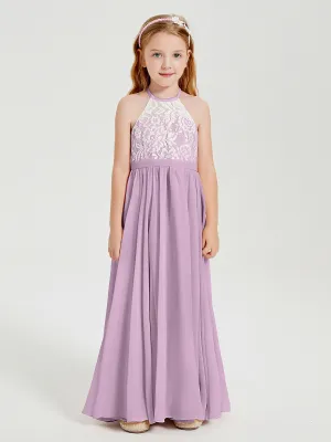 Long Chiffon Bridesmaid Dresses Lace Top Wisteria