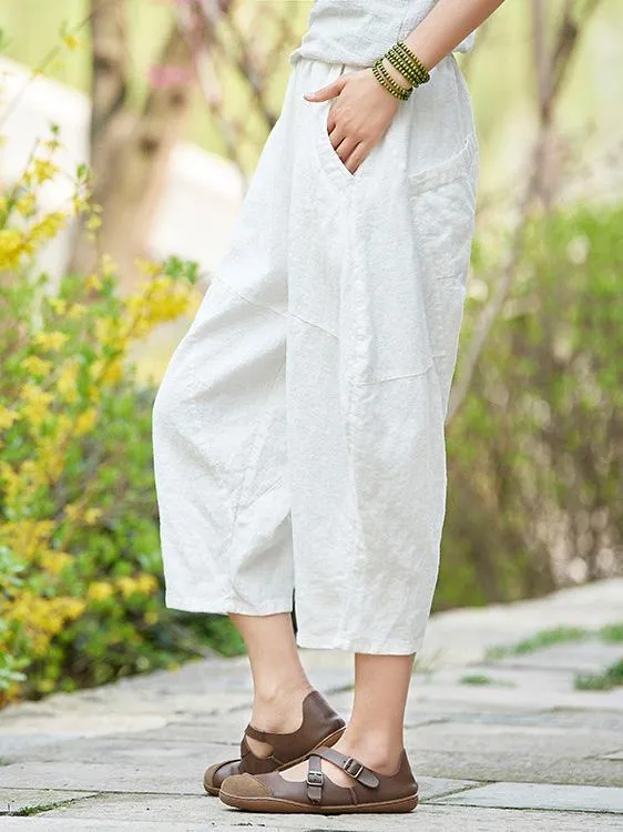 Loose Pure Color Comfortable Linen bloomers