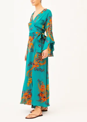 Melanie Green Floral Wrap Dress