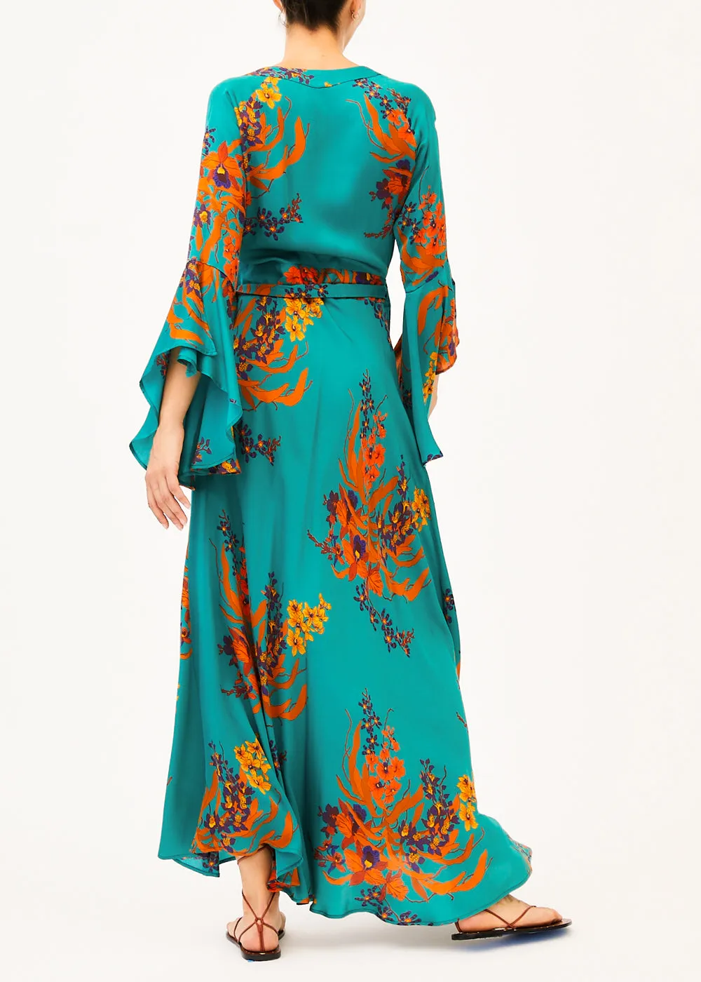 Melanie Green Floral Wrap Dress