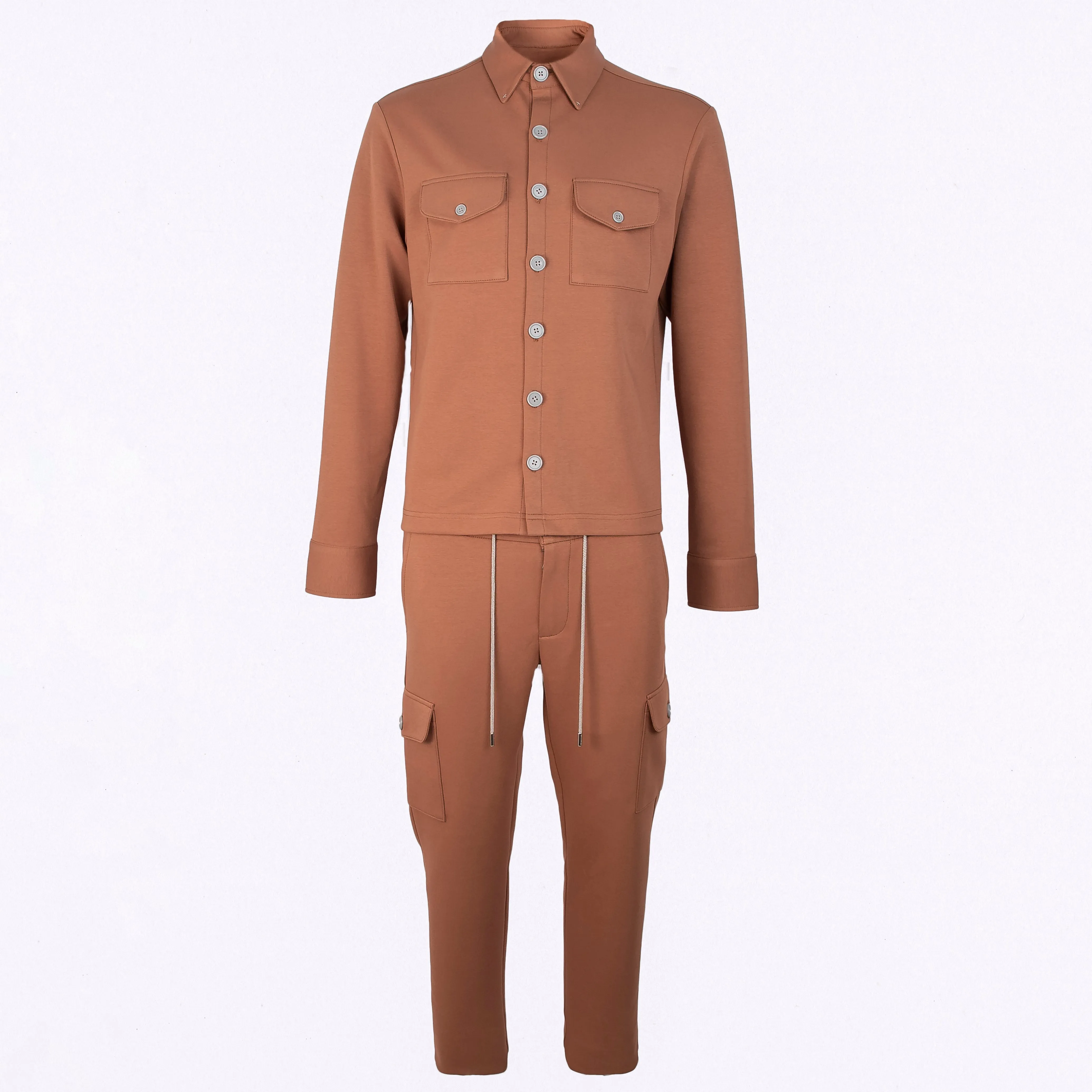 Men's Brown Tricot Cotton Outfit