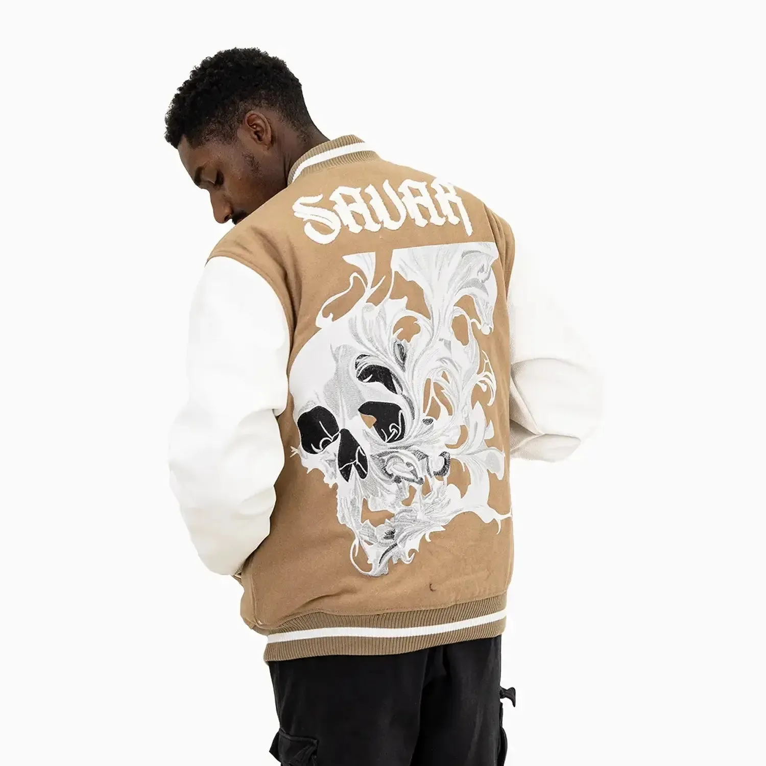 Men's Skull Smoke Wool Varsity Jacket