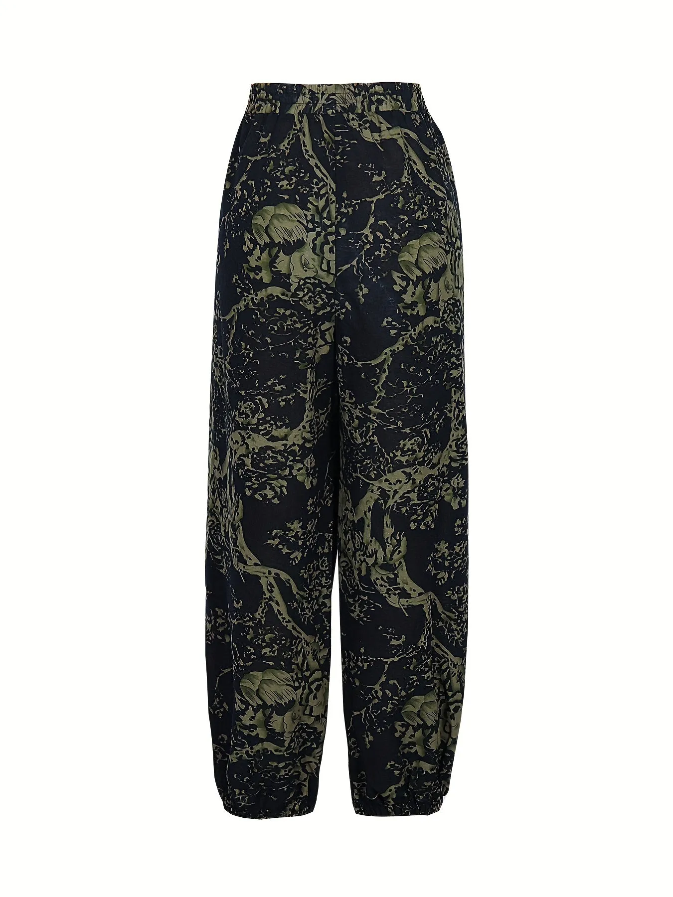 Plus Size Floral Print Carrot Pants - Effortless Style with Comfortable Stretch