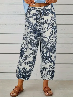 Plus Size Floral Print Carrot Pants - Effortless Style with Comfortable Stretch