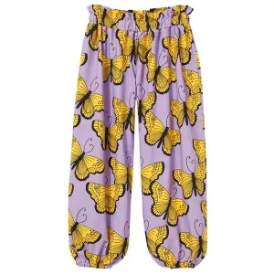 Purple Butterflies Dropped Crotch Pants - 2 Left Size 6-8 & 10-12 years