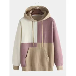 Soft Fleece Patchwork Contrast Color Hoodies