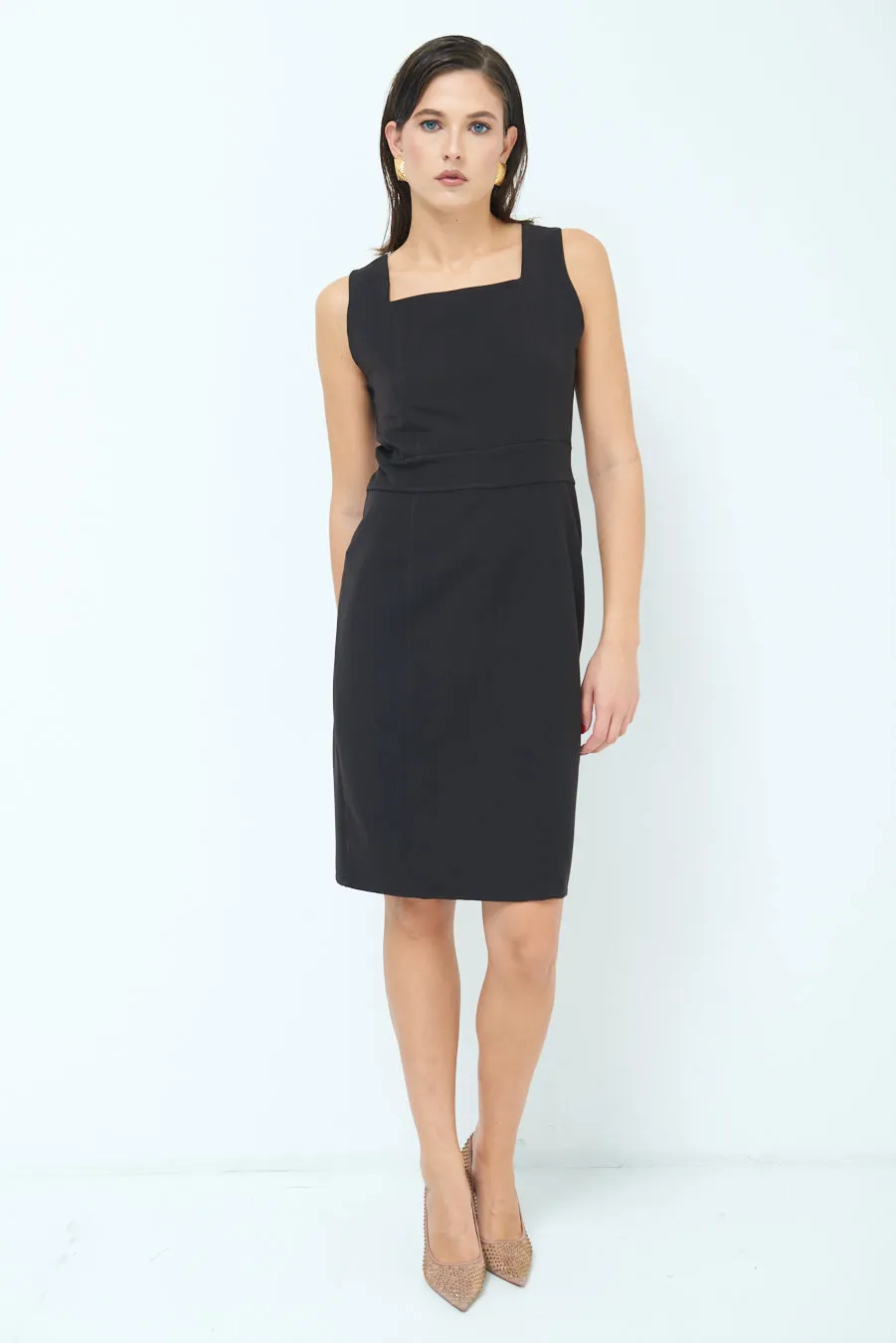 Square-neck fitted sheath dress wholesale