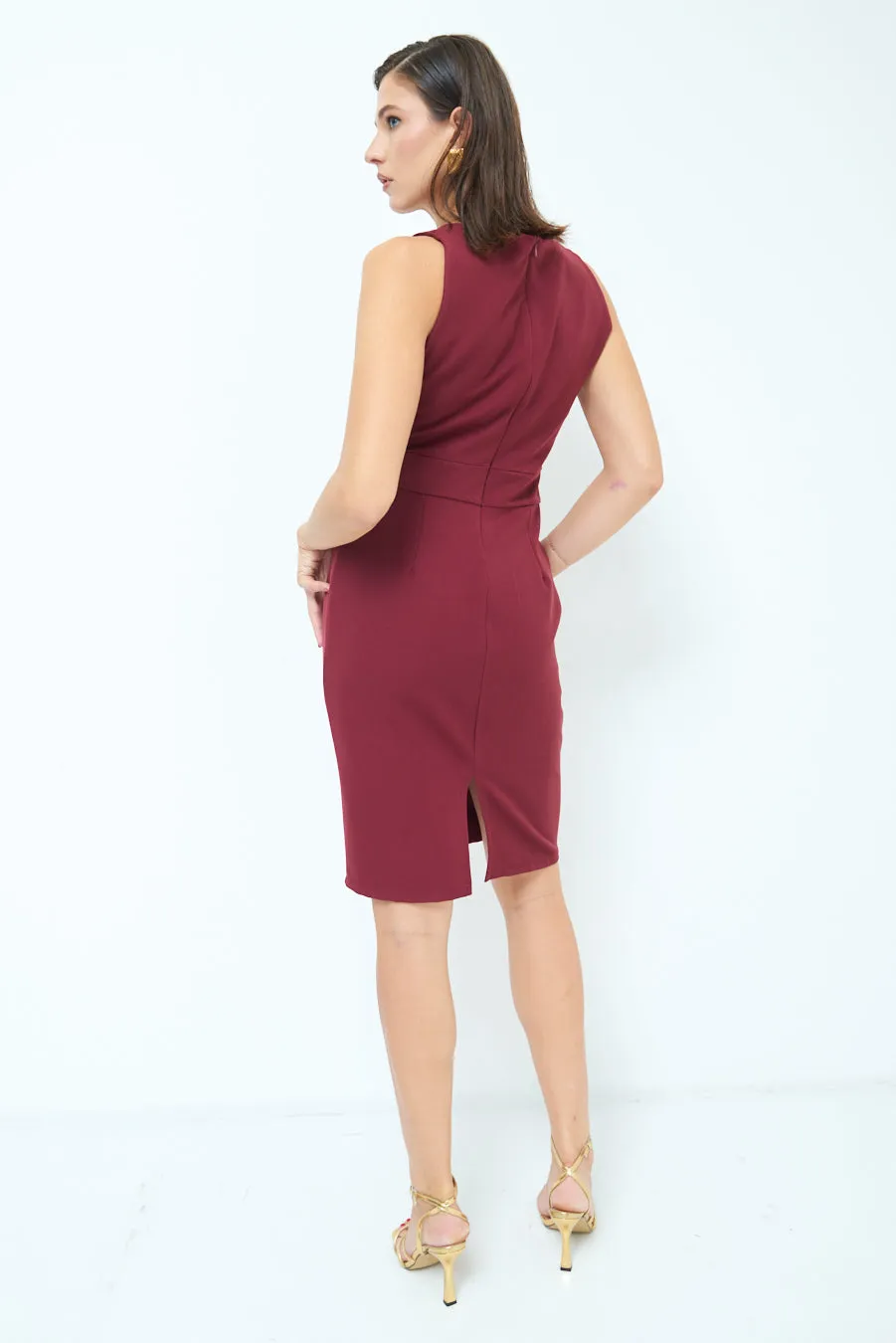 Square-neck fitted sheath dress wholesale