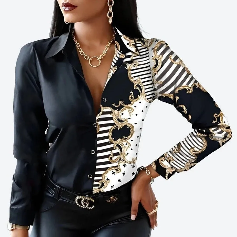 Stylish Printed Long-Sleeve Blouses