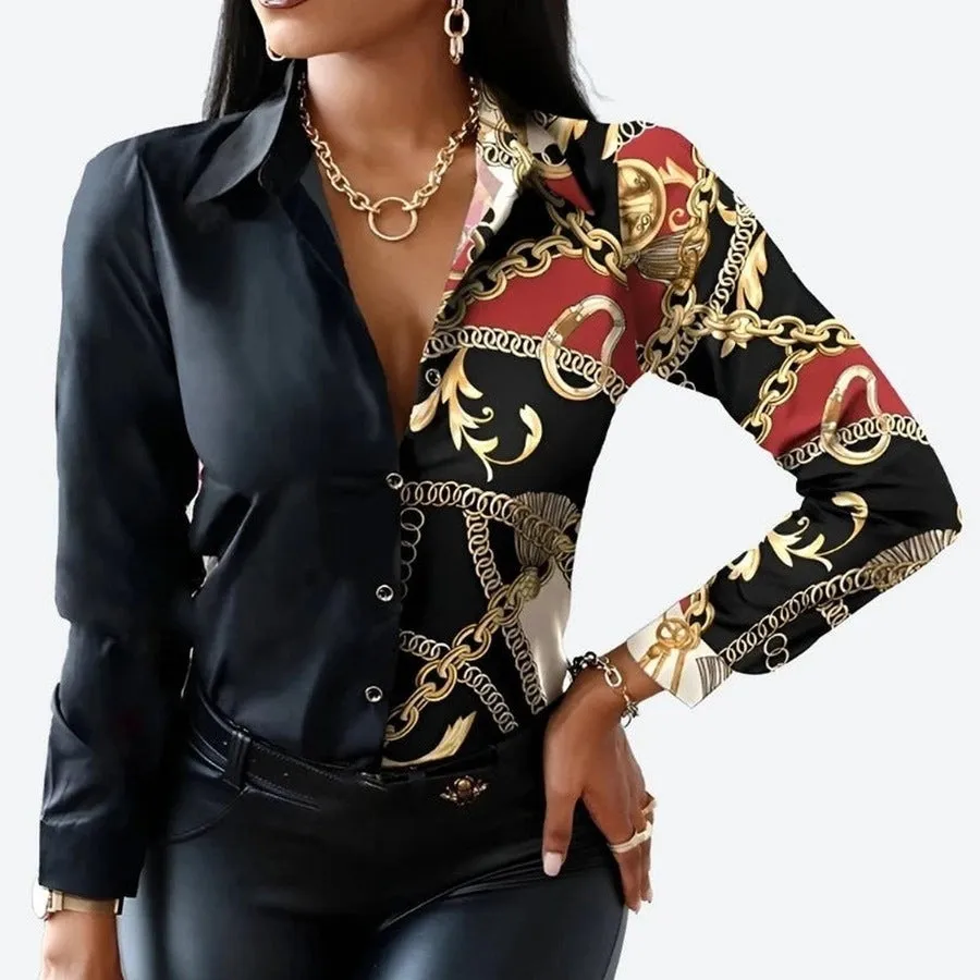 Stylish Printed Long-Sleeve Blouses