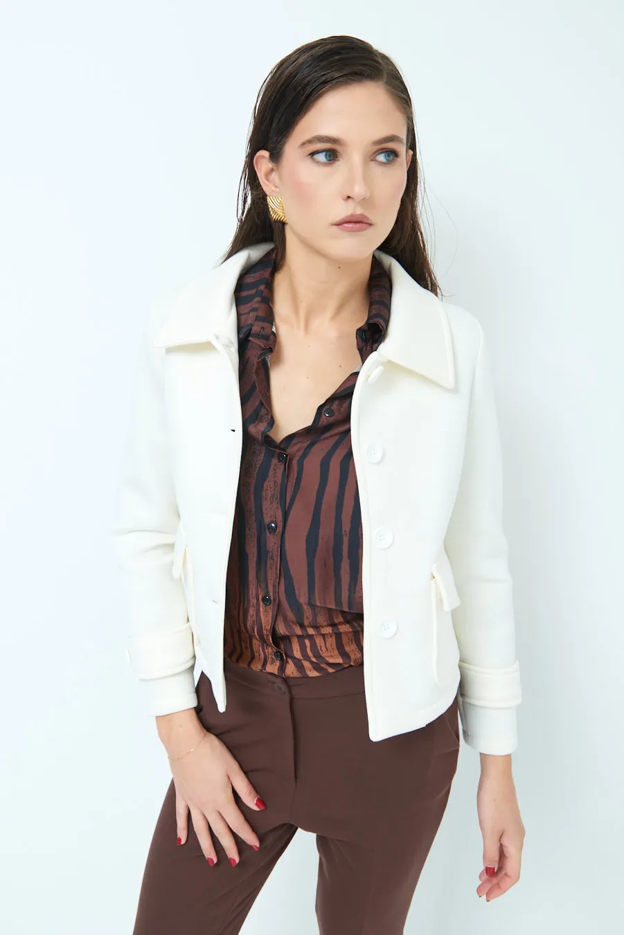 Tailored button-up jacket wholesale