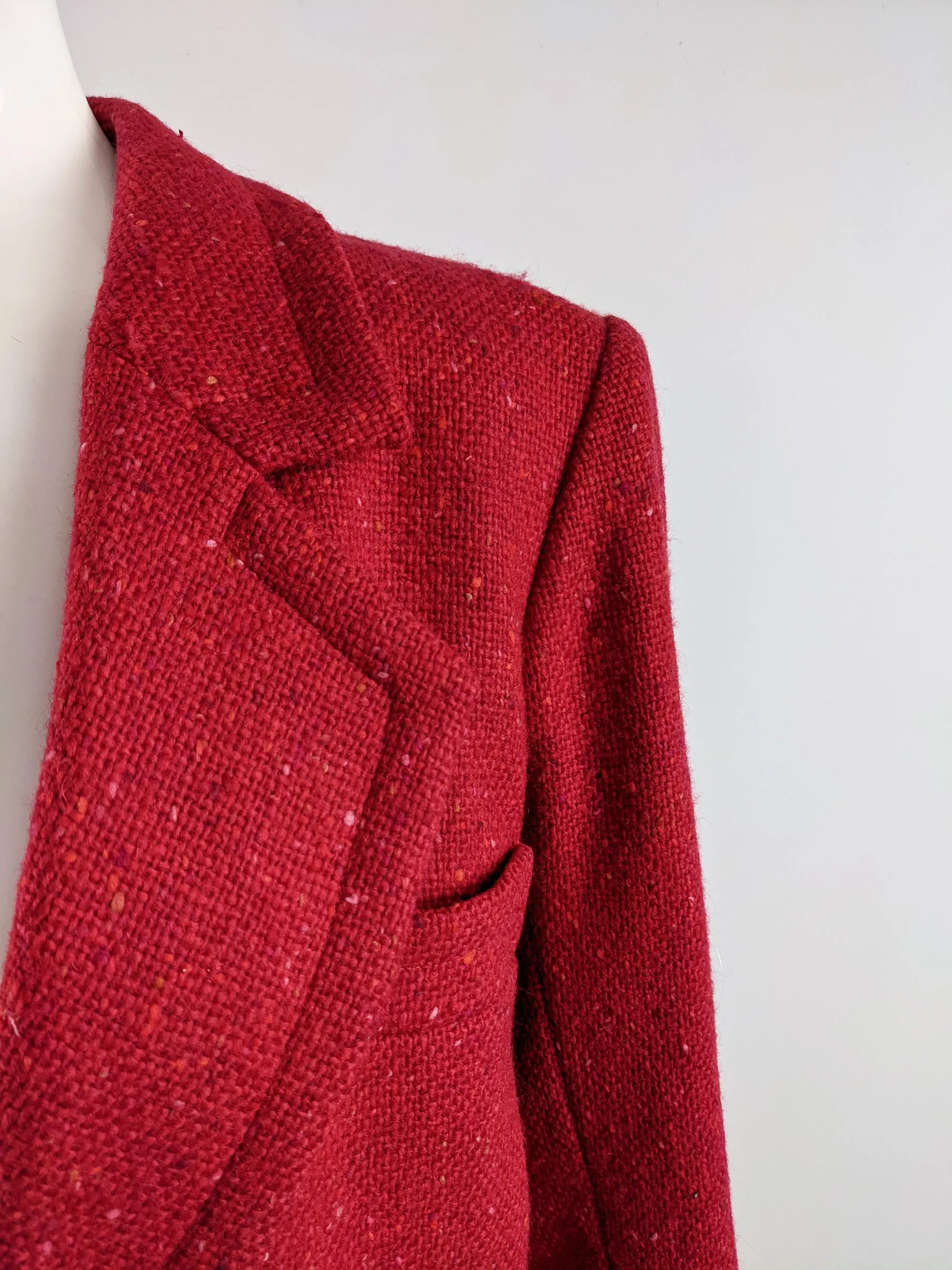 Womens Vintage Shoulder Padded Tweed Jacket, 1980s